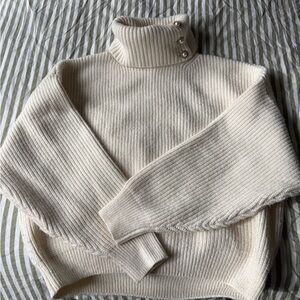 H&M Cream Ribbed Turtleneck Sweater